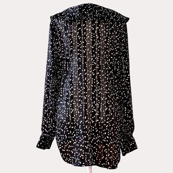 Isaac Mizrahi IMNYC Sheer Chiffon Ruffle Polka Dot Blouse Top S - Picture 4 of 6